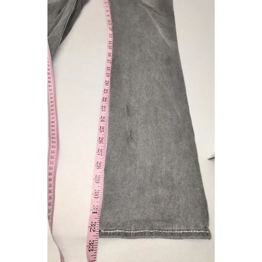 True Religion Jeans 34x32.5 Gray Ricky Flap Pocket Straight Leg Distressed READ